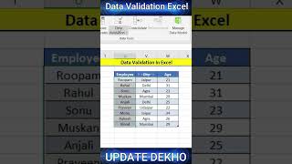 Data Validation in Excel #shorts #excel #datavalidation #trendingshorts