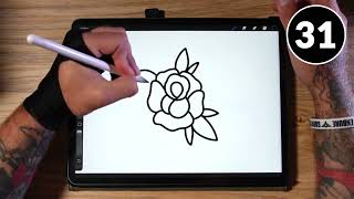 How to Draw a Rose Tattoo design in just 60 Seconds! (No Time Lapse!)