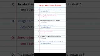 Physics questions and answers | General knowledge#gkquestion #light #sound #mirror #steam #sky#neet