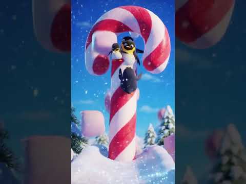 Penguin’s Sweetest Slide Ever! 🍭🐧🎢 #CandyCaneAdventure #shorts
