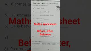 worksheet of before, after, Between #class1 #class2  #worksheet #maths #study