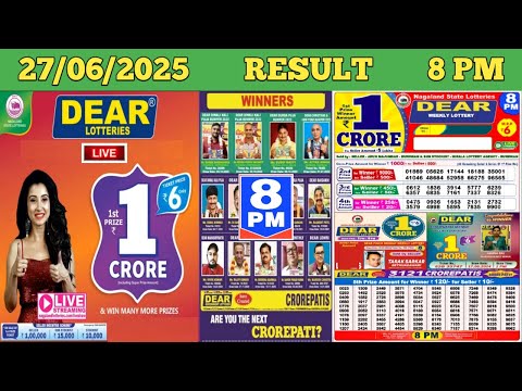 DEAR LOTTERY SAMBAD EVENING 8 PM RESULT TODAY LIVE DRAW ON 27.06.2025 NAGALAND FRIDAY