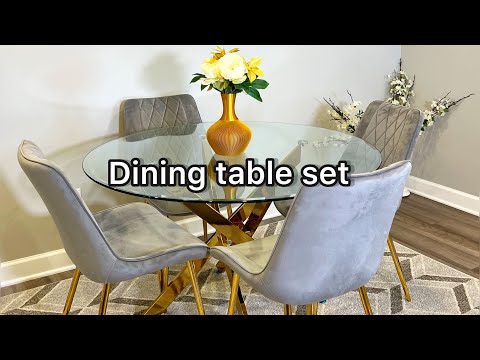 How to set up a glass dining table with four sets of chairs#dinningtabledecor #dinningtables