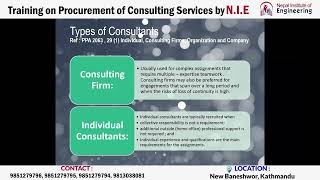 Training on Procurement of Consulting Services | N.I.E.