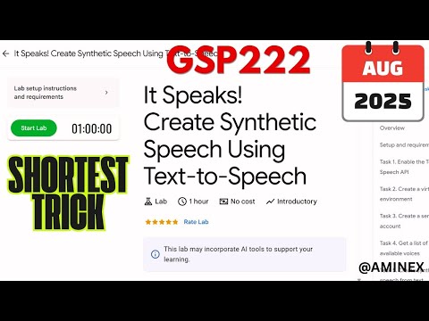 [NEW 2025] Create Synthetic Speech with Cloud Text-to-Speech | #GSP222 | #qwiklabs | #arcade