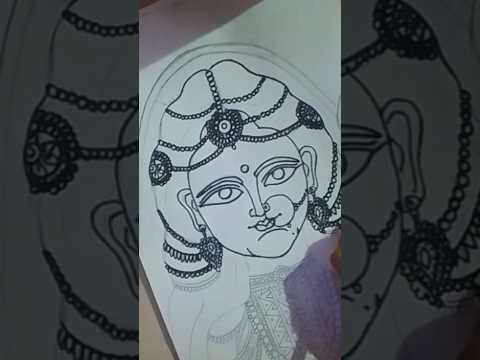 Ma Durga Face Drawing ✨| Ma durga drawing step by step #art #drawing #viral #shoorts #trending #2025