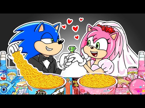 Sonic & Amy Rose Eating Spicy Samyang Noodles 💓 Convenience Store Collection | ASMR Mukbang