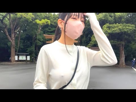 【ノーブラ散歩】Yui walk in Meiji Jingu and Yoyogi park Shinjuku Tokyo