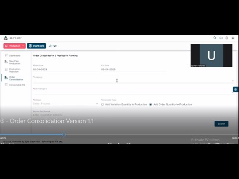 BETs ERP | 27 - Order Consolidation from Customer Order | Manufacturing and Production Module