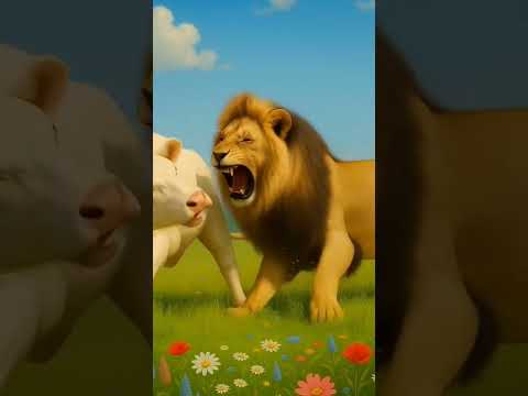 A mother Cow 🐄 fight with the lion 🦁 for her babies #ai #shorts #trending