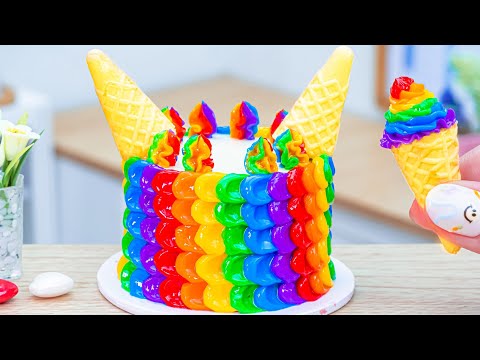 Rainbow Petal Cake Decorating Ice Cream 🍧🌈 Best Of Mini Cake Compilation l Petite Baker
