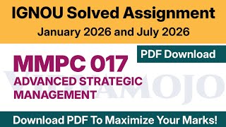 IGNOU MMPC 017 Solved Assignment 2026 PDF Download