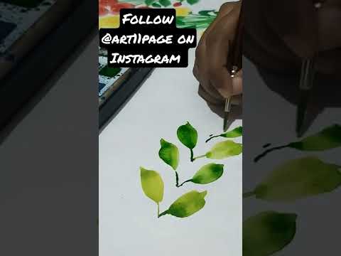 #shorts #youtubeshorts one stroke painting . watercolor leaves. #onestrokepainting