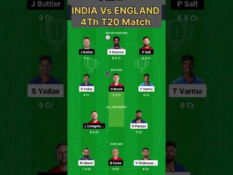 IND VS ENG DREAM11 PREDICTION |4TH T20 BY FANTASY CRICK LOVER #dream11 #shorts #ytviral