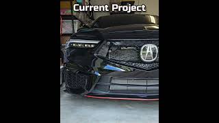 Pin-striping my black Integra Type S. Red Pinstripe on front bumper #acura #integra