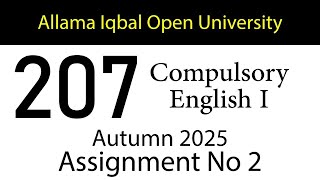 AIOU Code 207 Solved Assignment No 2 | Autumn 2025 | Compulsory English 1 | AIOU Corner