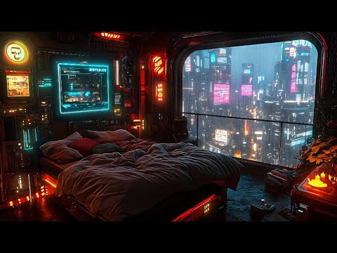 Cyberpunk Futuristic Escape: Rain And Ambient Music | Cozy Futuristic Hideout
