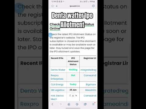 Denta Watter Ipo allotment status how to check denta Watter Ipo allotment