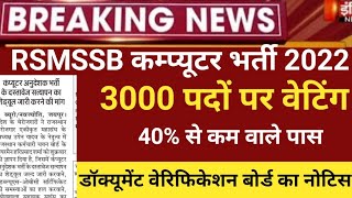 Rajasthan computer Instructor result 2022/RSMSSB computer second list/Basic computer latest news2022