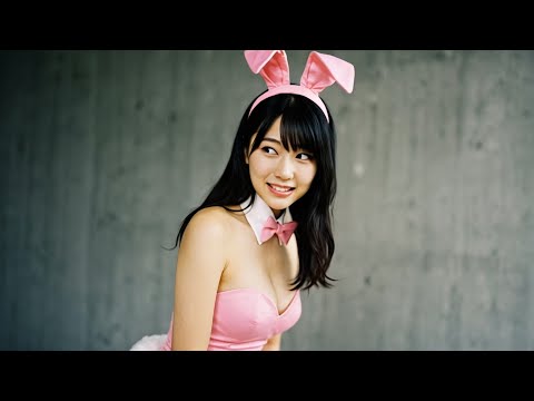 【4K】🐰バニーちゃんがバレないように我慢💖cute bunny in the back alley【AI】