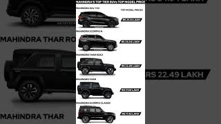 Mahindra suv price list #scorpio #thar4x4 #tharroxx #xuv700