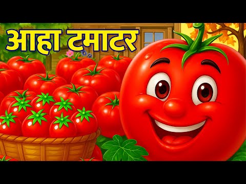 आहा टमाटर - Aaha Tamatar Bade Mazedar - Nursery Rhymes and Kids Song in Hindi Meenu Rhymes #cartoon