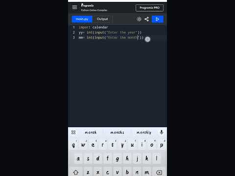 calendar program in python #shorts #short #shortvideo #youtubeshorts  #trending #trendingshorts