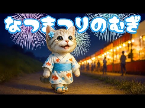 【社畜ねこのむぎ】た〜まや〜!!夏祭りを楽しんだむぎの一日に密着🐱🎆