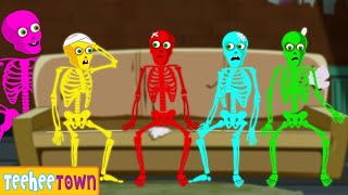 Five Skeletons In Bed | Spooky Scary Skeletons Kids Songs by @TeeHeeTown