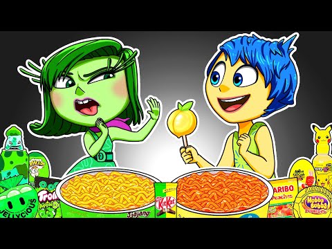 Inside Out Emoji Mukbang ASMR 🍤🍏 GREEN & YELLOW Food Challenge| Tasty Toon