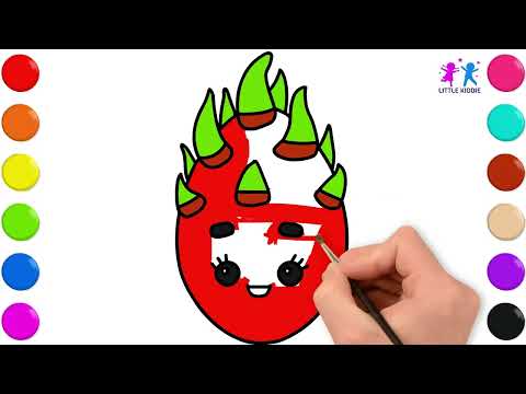 🎨 How to Draw & Color a Dragon Fruit 🔴 | Fun & Easy Art Tutorial for Kids!
