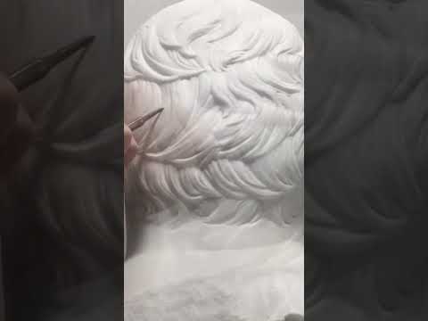 Sculpting hair in white Carrara Marble | Stone Carving