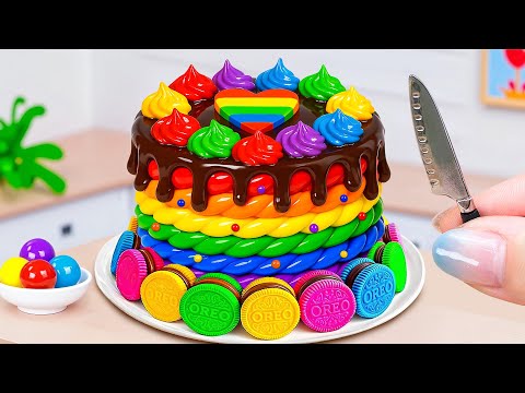 Mini OREO Rainbow Cake Recipe with Chocolate 🌈 Mini Cake Decorating & ASMR 🍉 Cake In Wonderland 08