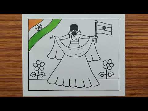 Republic Day Drawing / A Beautiful Traditional Girl Celebrates Republic Day Drawing / 26 January