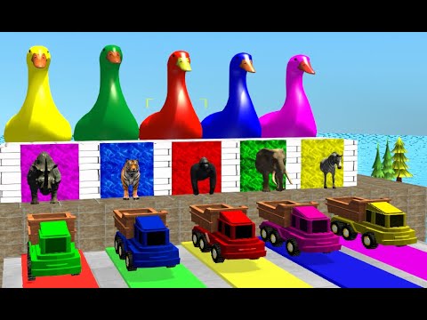 Long Slide Game With Cow Elephant Gorilla Hippopotamus Tiger 3d Animal Game Funny 3d Animals