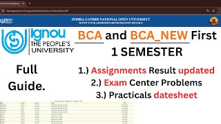 BCA and BCA_NEW 1 Semester assignments result updated, exam and practicals | IGNOU | Full Guide