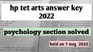 hp tet arts answer key 2022 psychology section answer key