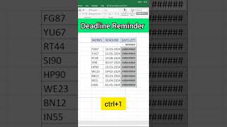 How to create deadline tracker in excel #shorts #youtubeshorts #microsoftexcel #microsoftexceltips