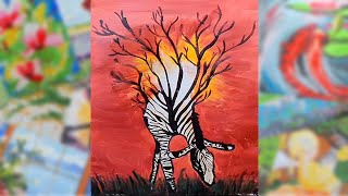 Acrilic Painting  🎨 ZEBRA 🎨| How to Draw | Magic Paintings | Relaxing Music