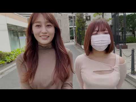 【ノーブラ散歩】街を歩く美女二人