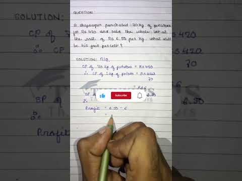 Profit and Loss  #maths #education #schoolgrade #exam #knowledge #shortsyoutube #shorts