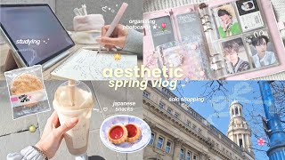 spring vlog 🍈🌷 studying, organising my kpop photocards, shopping, japanese snack haul (ft. sakuraco)