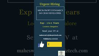 MS Dynamics 365 CRMDeveloper #bangalore #hyderabad  #remote #coding #reels #viral #modi #reel #india