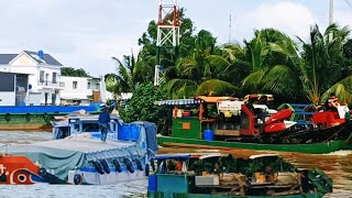 Panoramic View of Boats Sailing on the River.