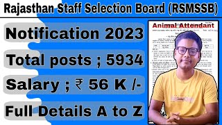 RSMSSB Animal Attendant Recruitment 2023,Full Details;Age,Eligibility,Selection Process, Salary Etc