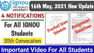 IGNOU Released 4 New Notifications For All Students | Practical Exam Schedule | Assignment Guideline