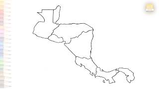 Map of Central America drawing easy | Outline sketch | How to draw  Central America map step by step