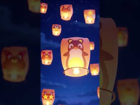 Penguin’s Magical Sky Lantern Festival! 🐧🏮🌌✨ #Shorts