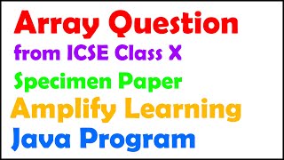 Array Program - Student Name and Percentage | ICSE Class X Specimen Paper Solved | Selection Sort