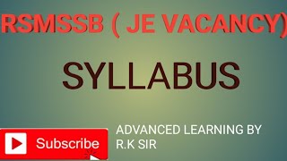 RSMSSB JE SYLLABUS ALL BRANCH # RSMSSB